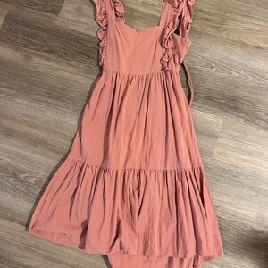 SHEIN Ruffled Coral Mini Dress